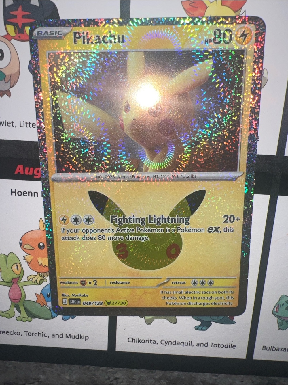 Pokemon Pikachu Holographic Card - Yellow Foil